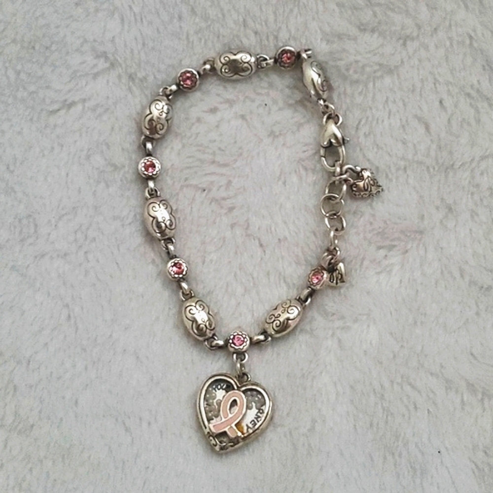 Vtg Brighton Power Of Pink Breast Cancer Bracelet Love Heals RETIRED